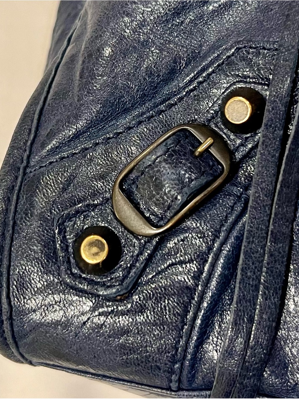 Balenciaga Medium City Navy Blue Leather Shoulder Bag Y2K - Picture 2 of 14